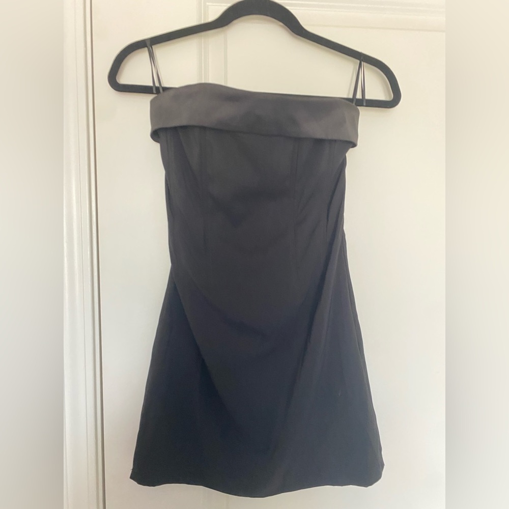 Black hello molly mini corset strapless dress